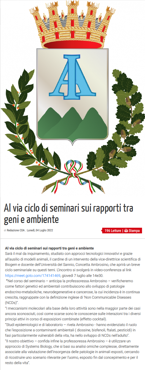 Al via ciclo di seminari sui rapporti tra geni e ambiente